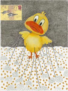 Influx of Ducks ink drawing