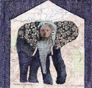 Elephant ink drawing