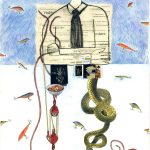 Lured mixed media drawing